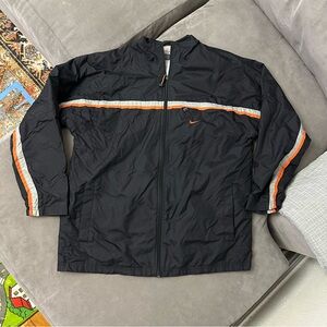 Vintage 90s/Y2K Nike Swoosh Check Full Zip Jacket Coat Black Orange Grey L Men